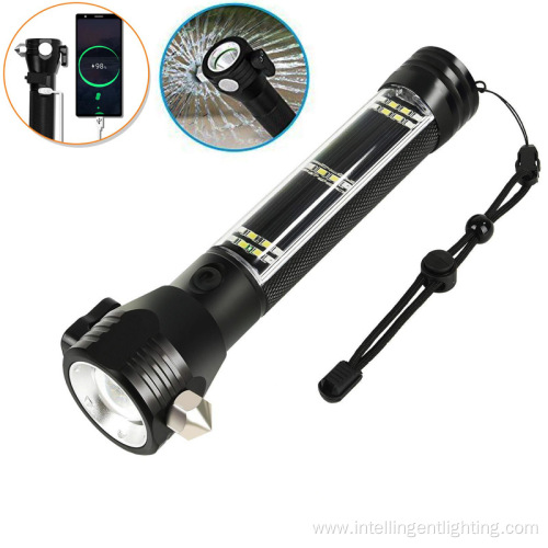 Multifunctional Solar Flashlight Torch With Safety Hammer